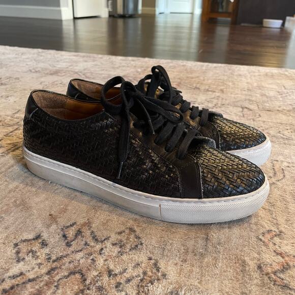 TAFT Sneaker Black Woven Leather EU 39 Low Top Men's Casual Lace-up Sneaker - Picture 4 of 13